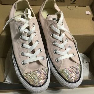 womens 6 converse ctas ox barely rose crystal toe shoes new